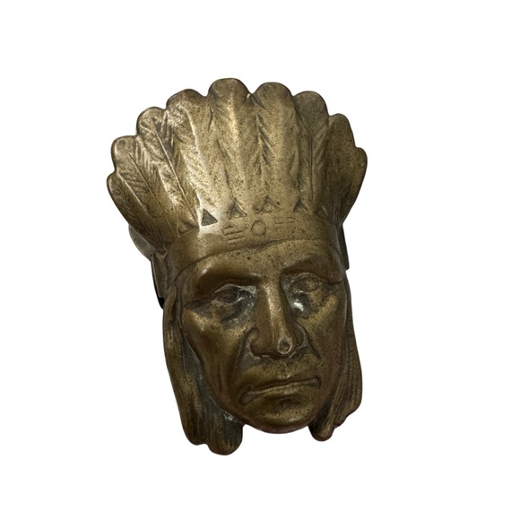 Antique Brass Native American Chief Paperclip x